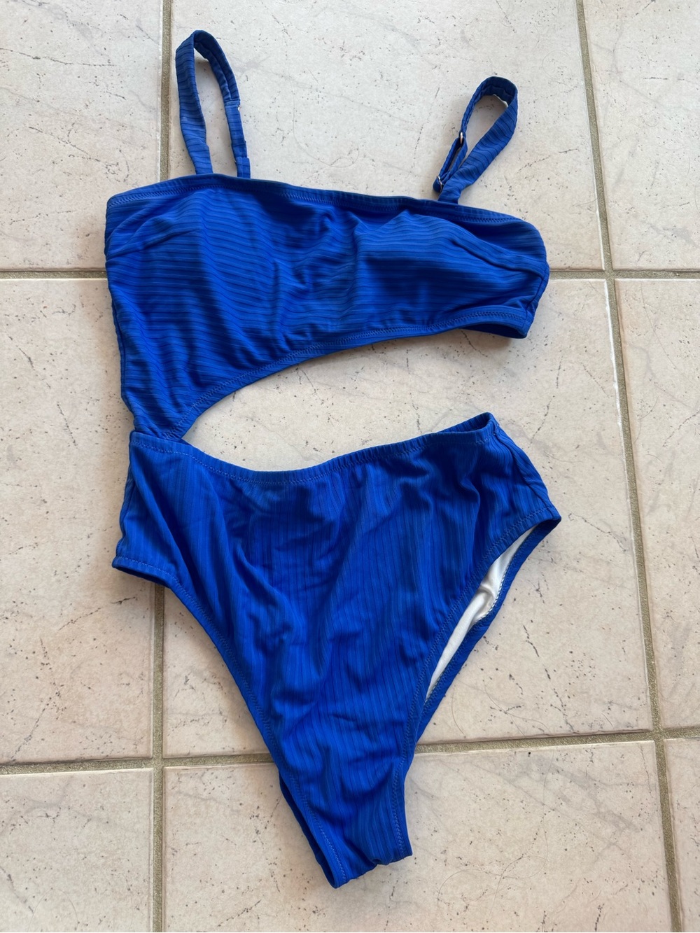 Shade & Shore Royal Blue One-Shoulder Cutout One-Piece Swimsuit